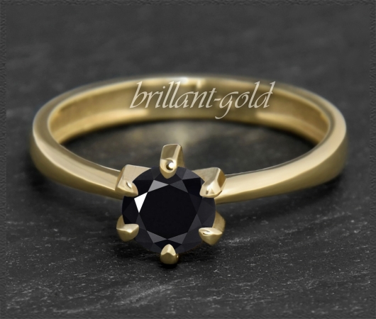 Brillant Ring aus 585 Gelbgold; 1,05ct, schwarz